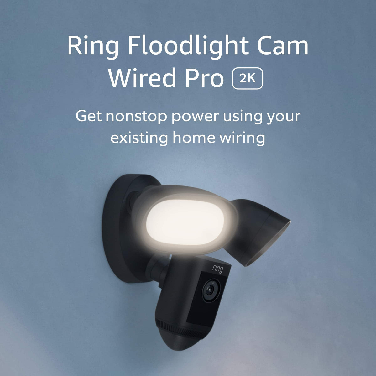 Ring - Floodlight Cam Pro with 2K Video and Ring-Vision, 2 LED Lights, Dual Band Wi-Fi, and 3D Motion Detection - Black