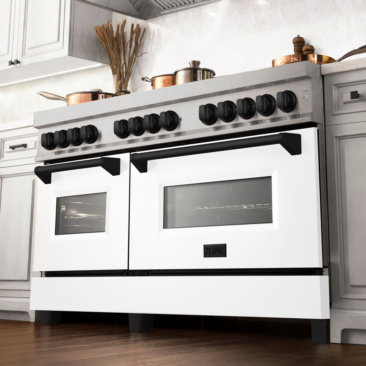 ZLINE - 60 in. Wide 8 Burner Autograph Legacy Dual Fuel Range in Satin Steel w/ White & Black Accents (RASZ-WM-60-MB) - Stainless Steel