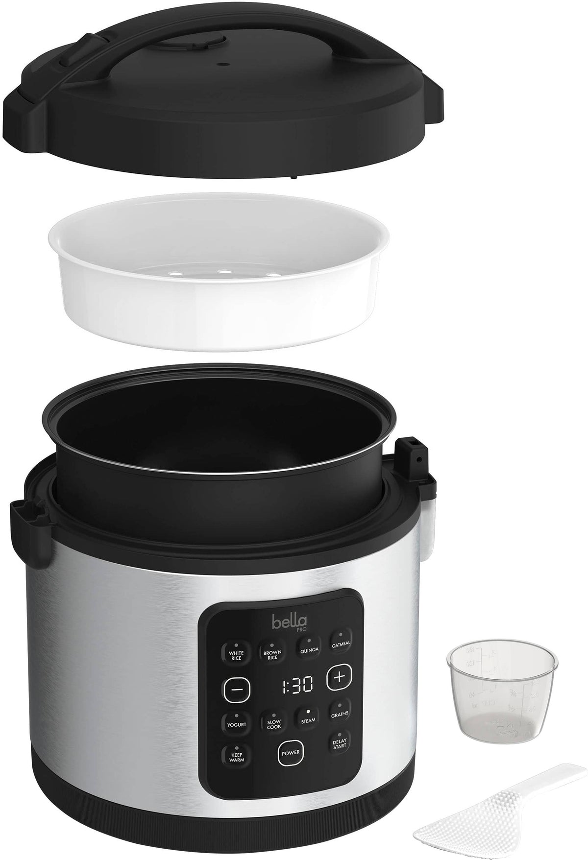 bella PRO - 20-Cup Digital Rice Cooker - Stainless Steel