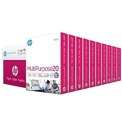 HP - 8.5" x 11" Multipurpose Paper, 20 lbs., 96 Brightness, 500 Sheets/Ream, 10 Reams/Carton - White