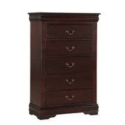 Contemporary Louis Philip Cherry Chest With Five Drawers Solid Wood Ample Storage - Cherry