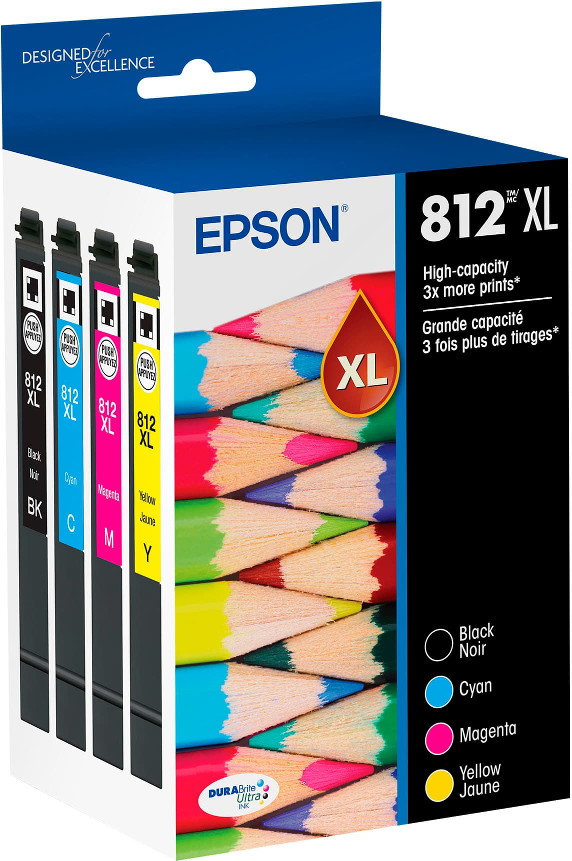 Epson - 812 DURABrite Ultra Ink High Capacity Black & Color Cartridge Combo Pack (T812XL-XCS)
