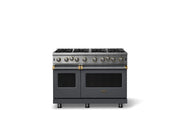 Viking - 48 in. Wide 8 Burner Pro 5 Series 6.1 Cu. Ft. Freestanding LP Gas Convection Range - Cast Black w. Brushed Brass - Cast Black