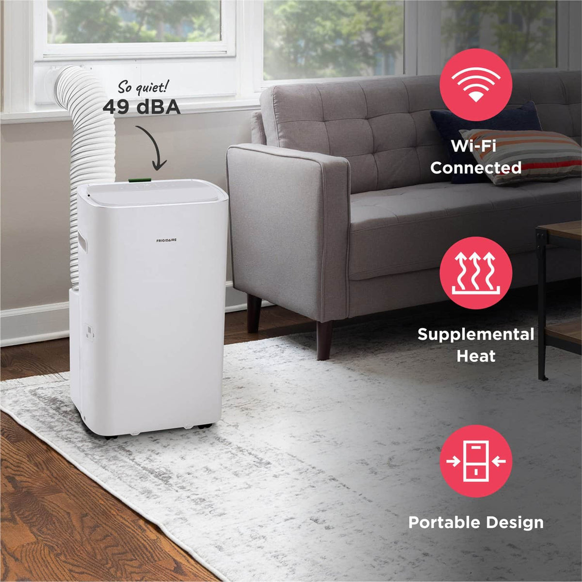 Frigidaire - 115V 14,000 BTU 450 Sq. Ft. Portable Air Conditioner with 12,000 BTU Supplemental Heat Function - White