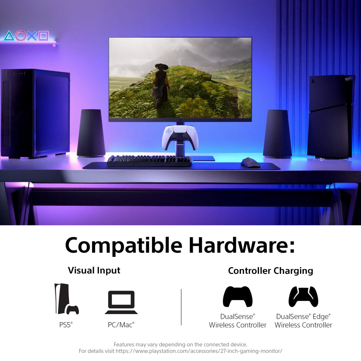 Sony Interactive Entertainment - PlayStation 27" Gaming Monitor with DualSense Charging Hook QHD - Black