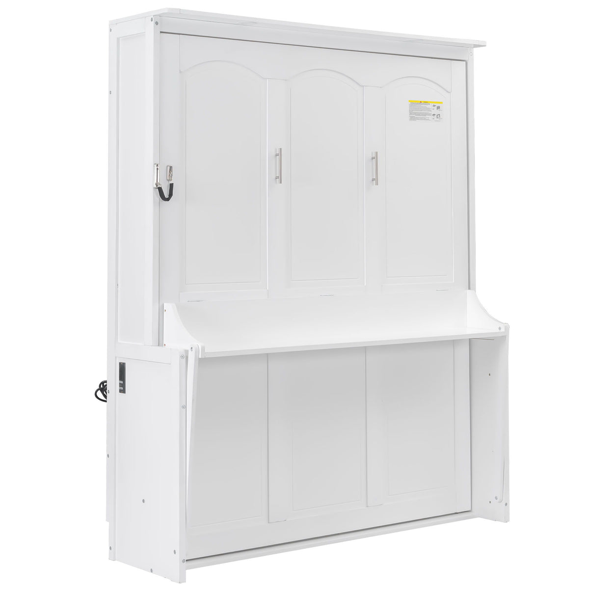 Cama Murphy con escritorio, luces LED y estación de carga USB