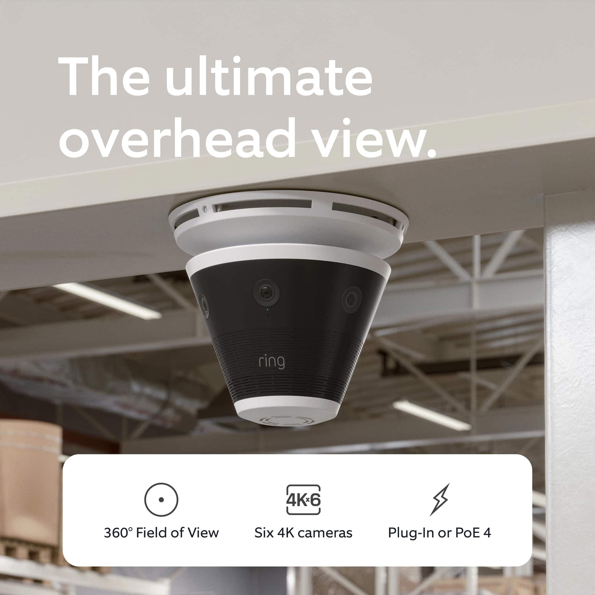 Ring - Elite 360 — Six Retinal 4K Smart Cameras, 360° View, Built for Business, Panorama Control, Plug-In and PoE - Black