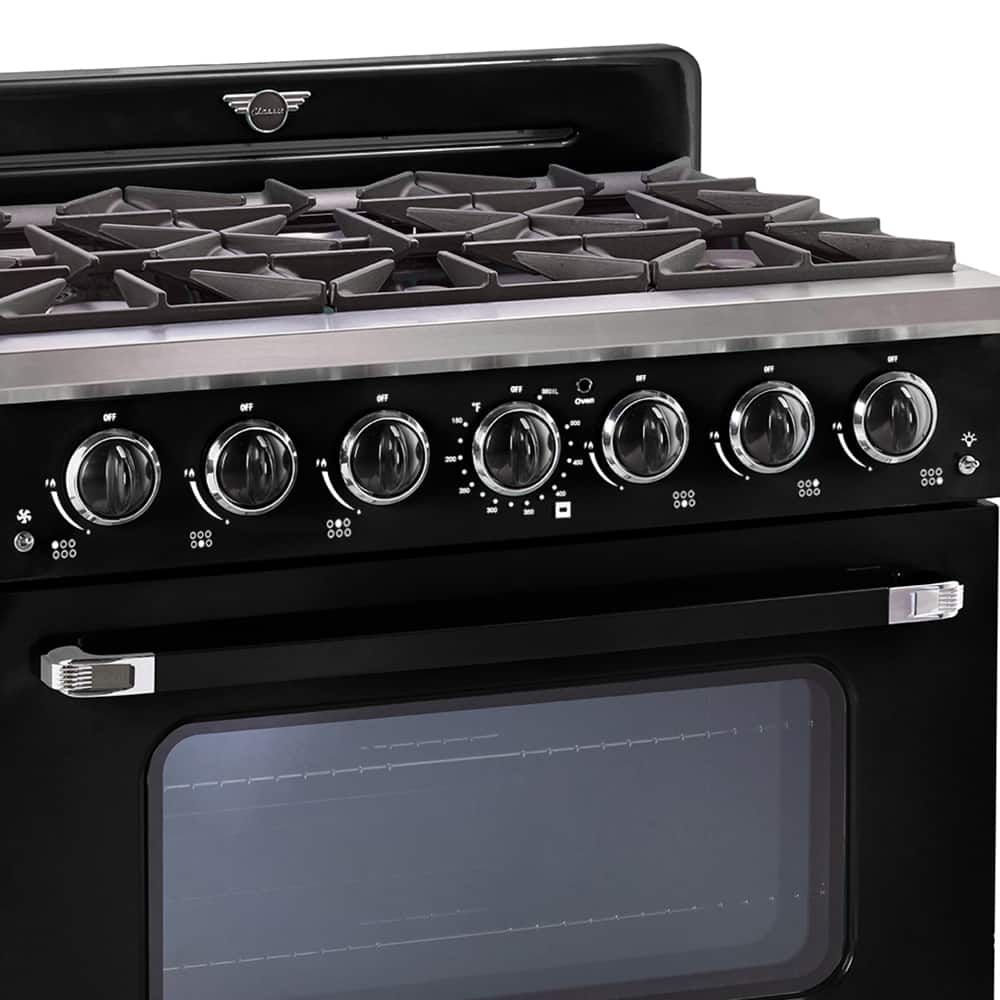 Unique Appliances - 36 in. Wide 6 Burner Classic Retro 5.2 Cu. Ft. Freestanding Gas Convection Range - Midnight Black