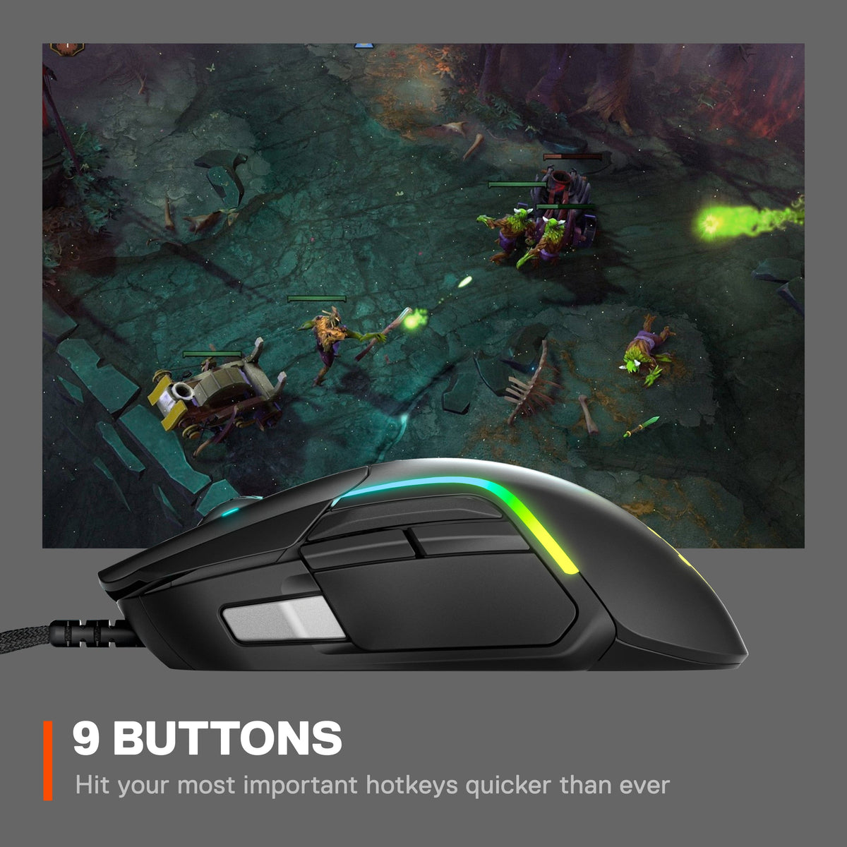 SteelSeries - Rival 5 Wired Optical Gaming Mouse with RGB Lighting - Wired - Black