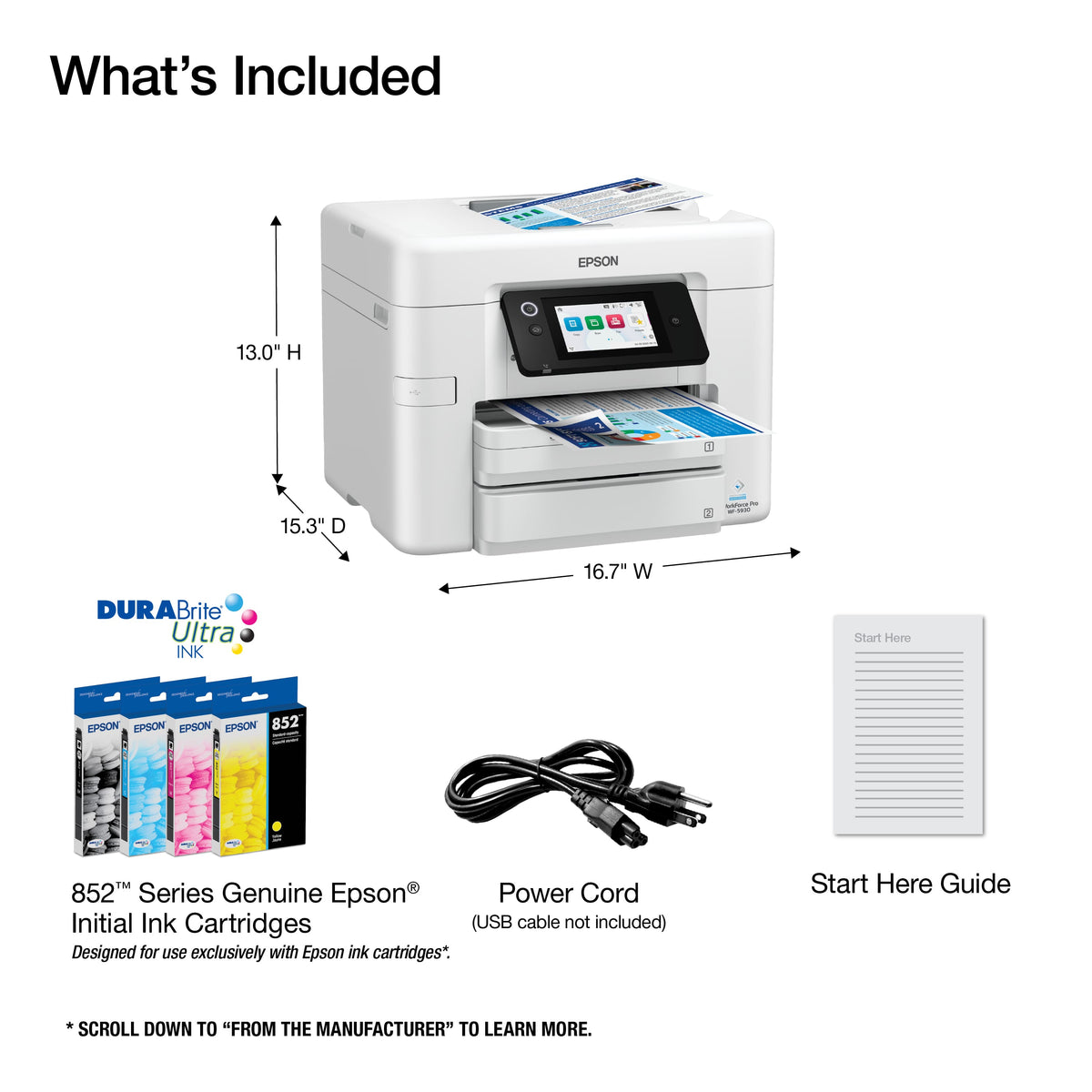 Epson - WorkForce Pro WF-5930 Wireless All-in-One Inkjet Printer - White