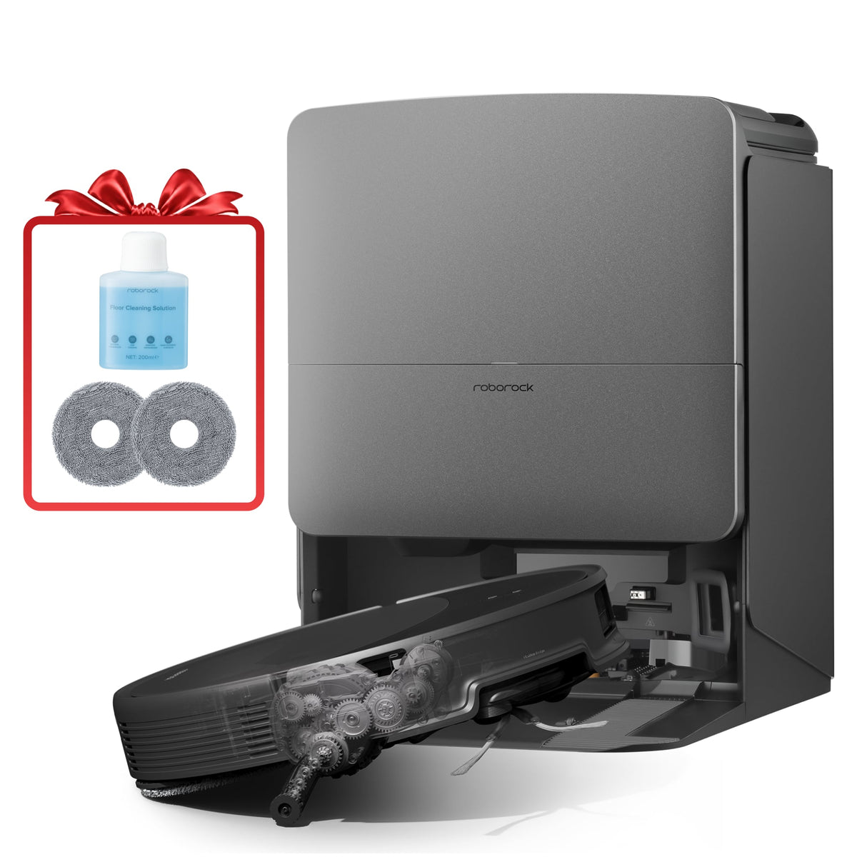 Roborock - Saros 20X Thin, Self-Lifting Robot Vacuum and Mop , 36,000 Pa Suction Hyper Force and Multi-Fuction new RockDock - Black