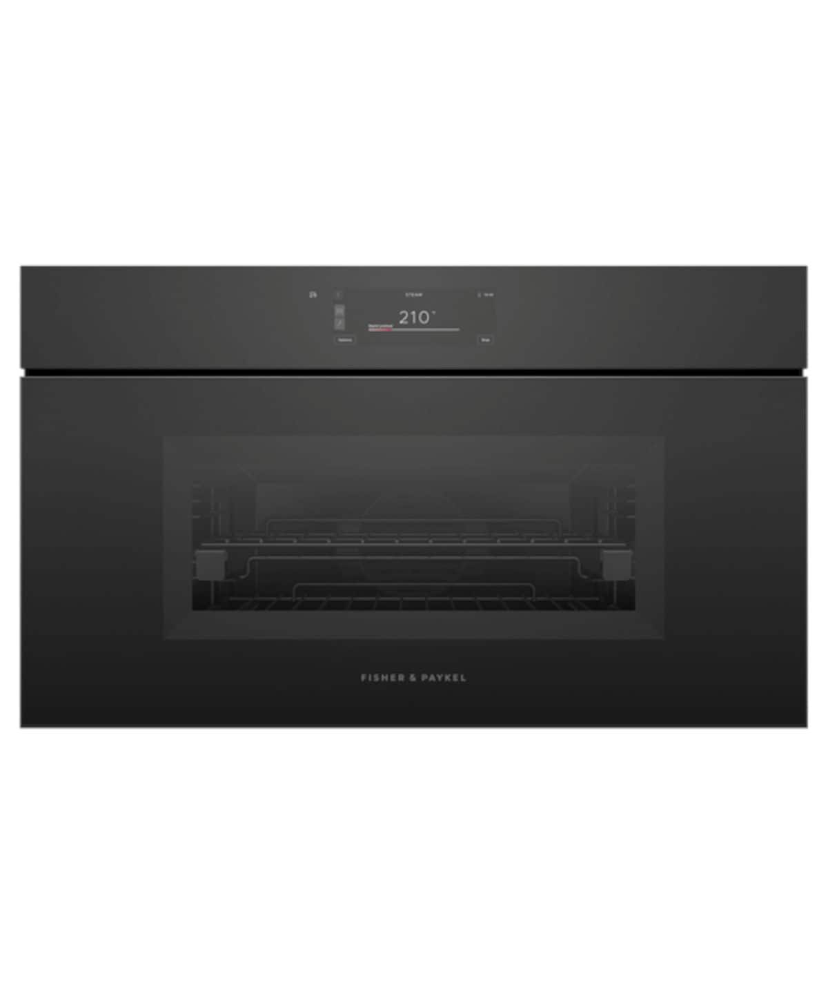Fisher & Paykel - 30" 1.9 Cu. Ft. Single Combination Steam Oven, 6.8" Touchscreen, Handleless - Compact - Minimal (Soft - Black