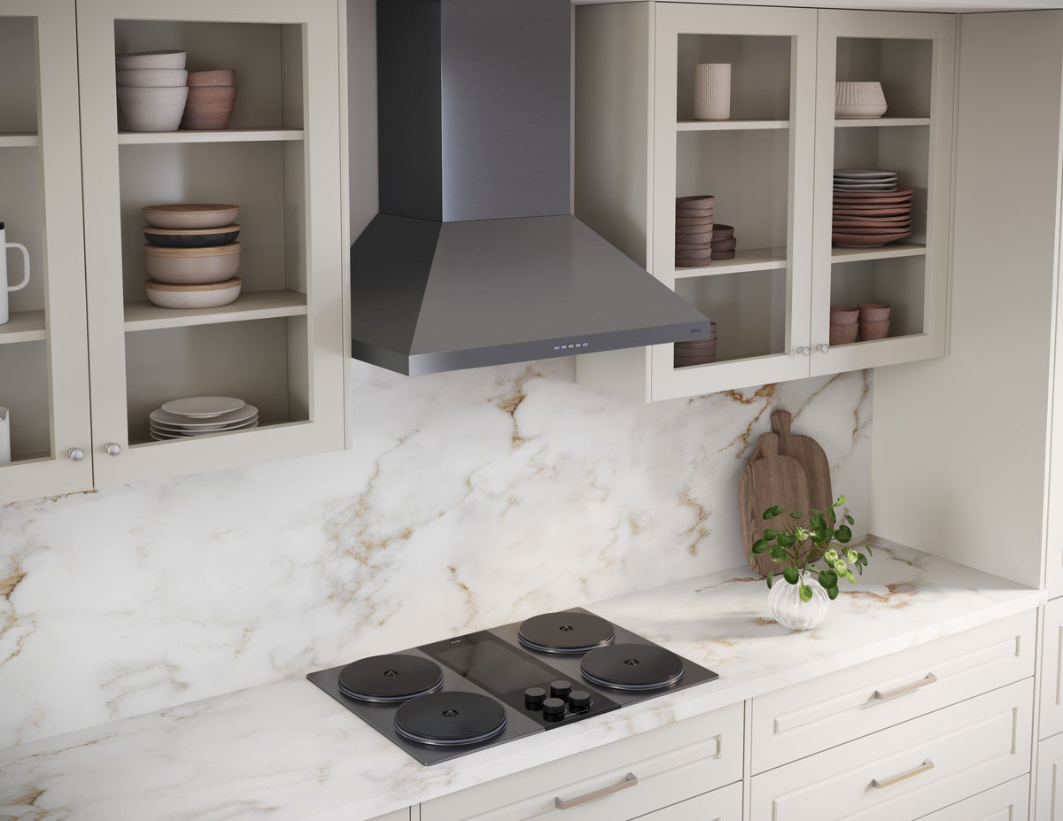 Zephyr - 36 inches - Convertible - Wall Range Hood - Black Stainless Steel
