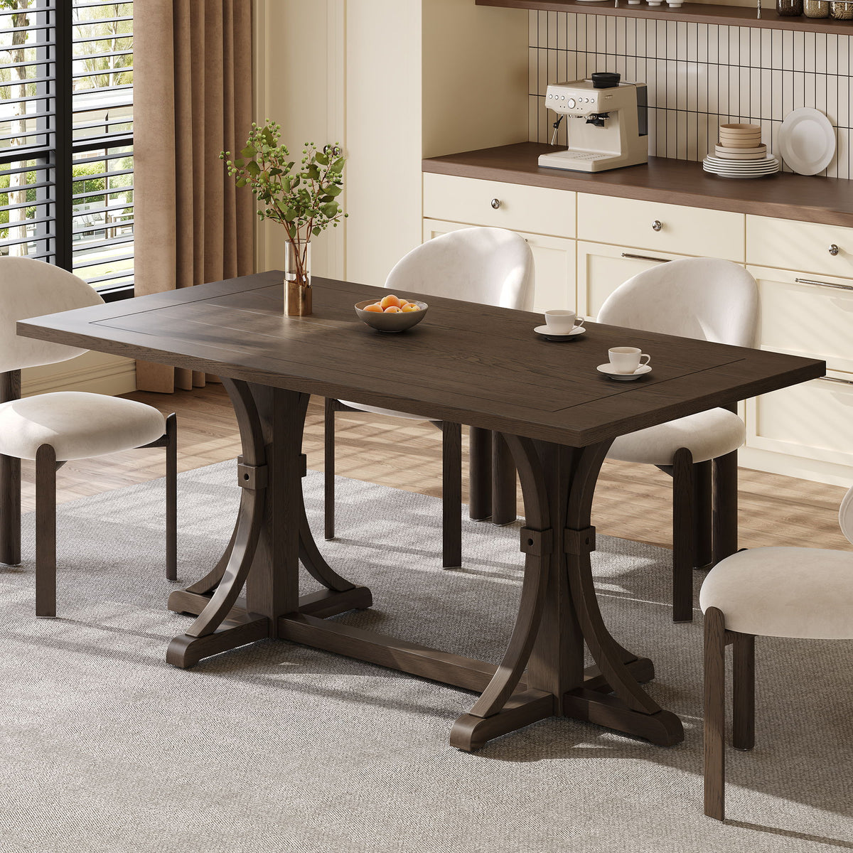 Mesa de comedor con base de caballete