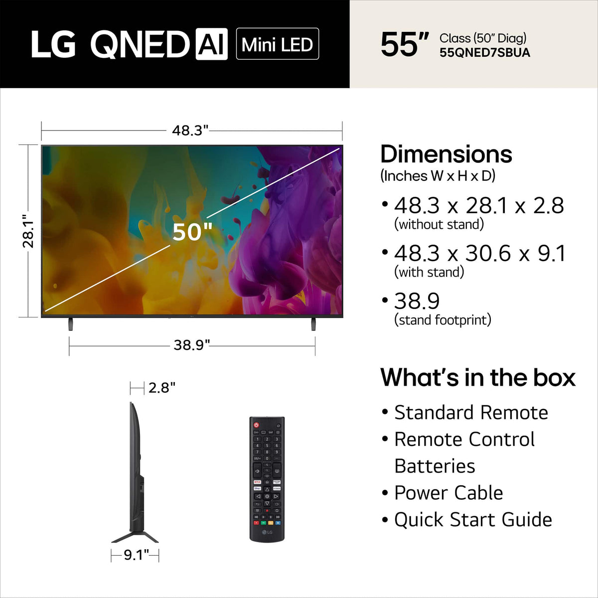 LG - 55" Class 7S Series QNED AI Mini LED 4K Smart webOS TV (2026)