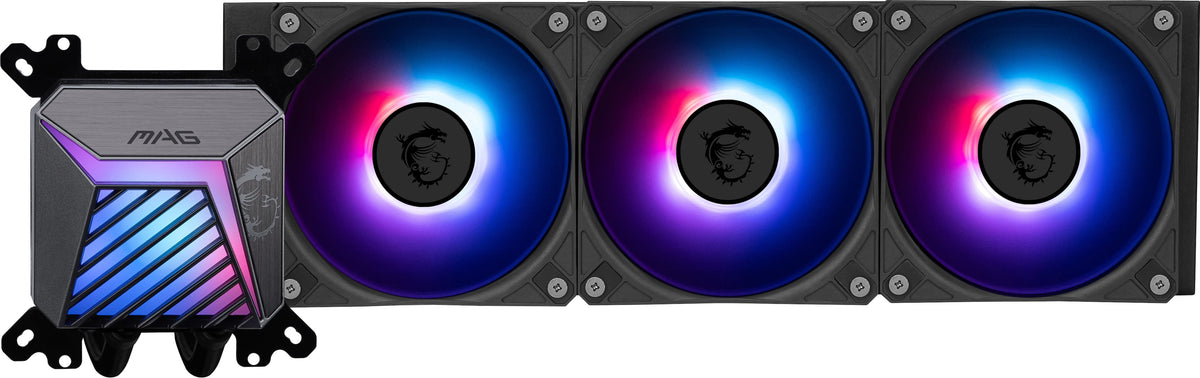 MSI - MAG Core Liquid A15 360 ARGB Liquid CPU Cooler, 360mm Radiator, Tri 120mm PWN Fans, RGB lighting - Black