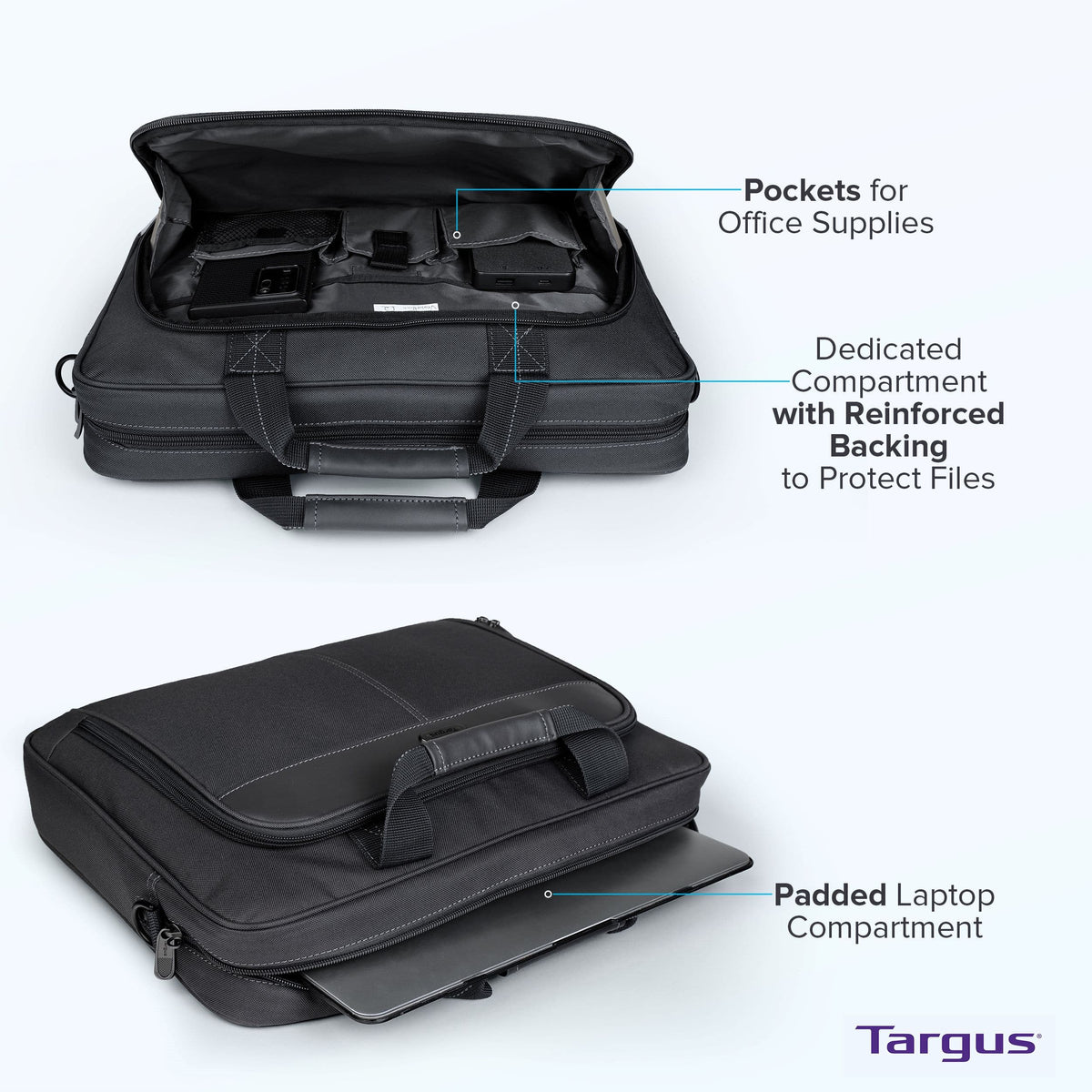 Targus - Classic Slim Briefcase for 15.6 Laptops - Black
