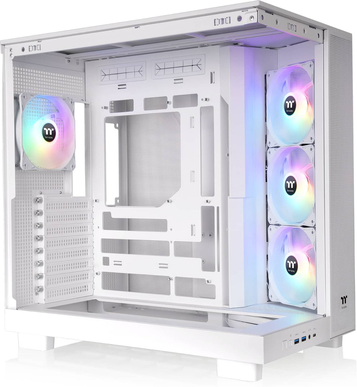 Thermaltake - View 380 XL TG ARGB Dual-Chamber Chassis with Hidden-Connector Motherboard Support ATX Mid Tower PC Case - Snow