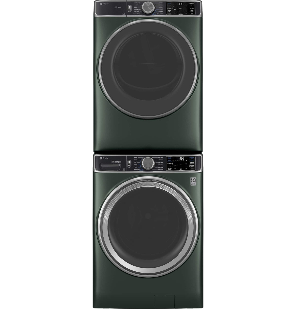 GE Profile - 5.5 Cu. Ft. High Efficiency Stackable Smart Front Load Washer with Steam and UltraFresh Vent System+ With OdorBlock - Jade Green