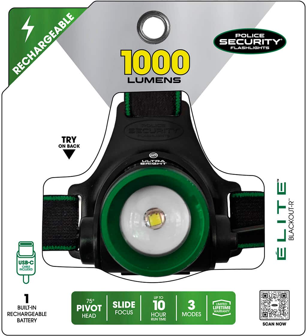Police Security - Blackout-R Rechargeable Headlamp - Black/Green
