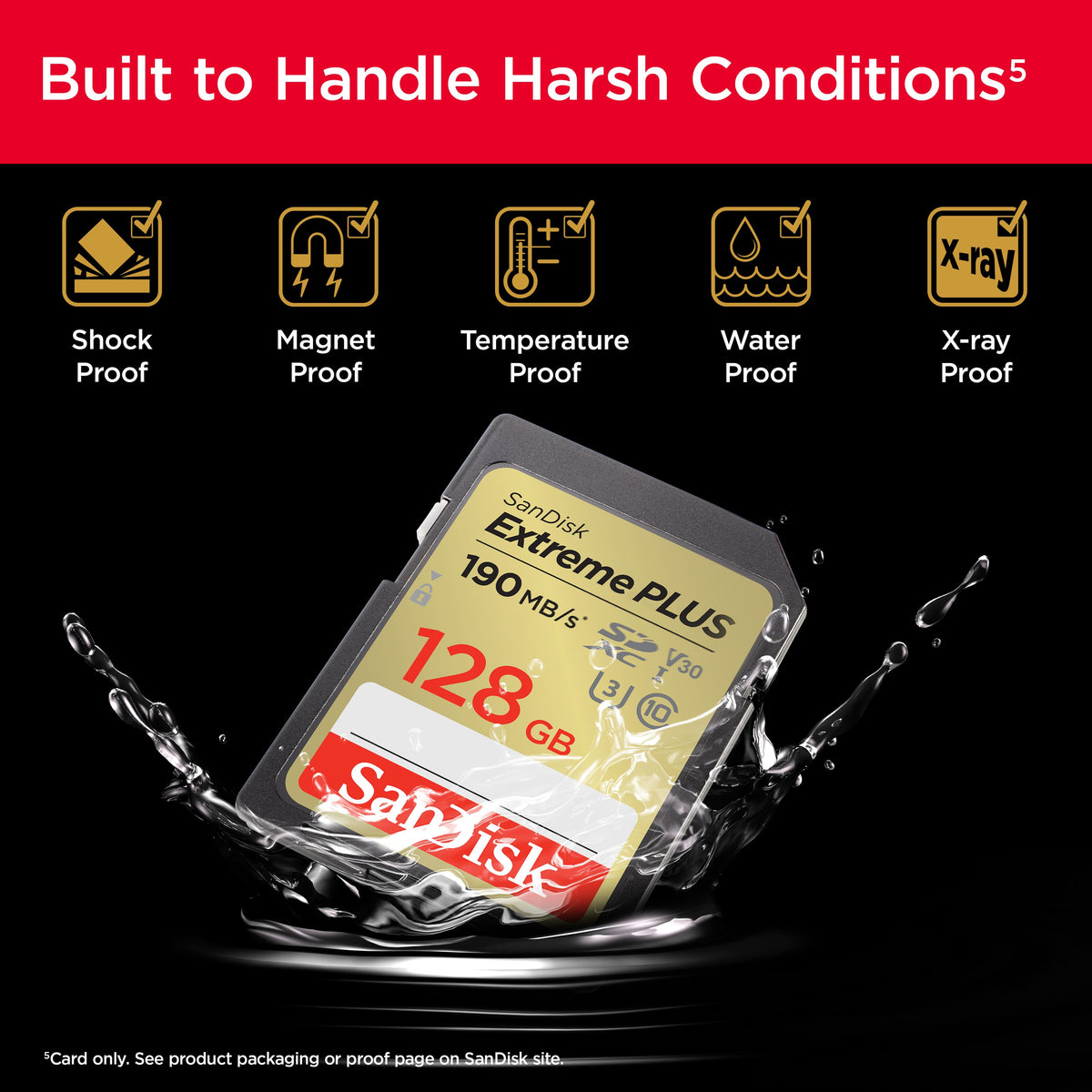 SANDISK - 128GB Extreme PLUS SD UHS-I Memory Card, R/W up to 240/120MB/s