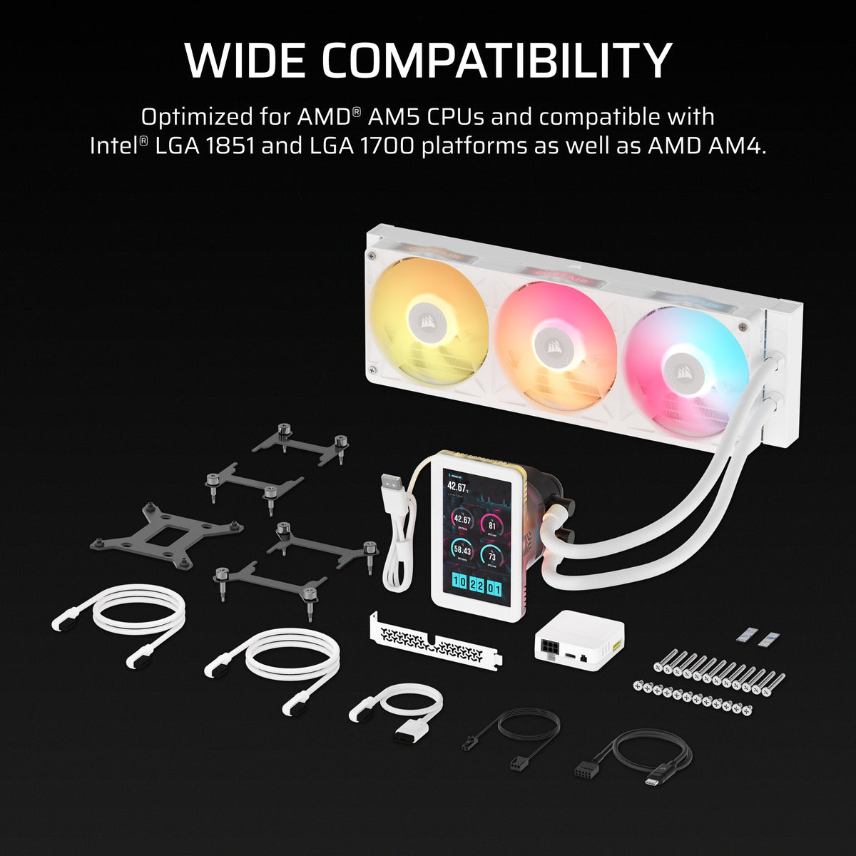 CORSAIR - iCUE LINK TITAN II 360 RX LCD AIO Liquid CPU Coolers - White