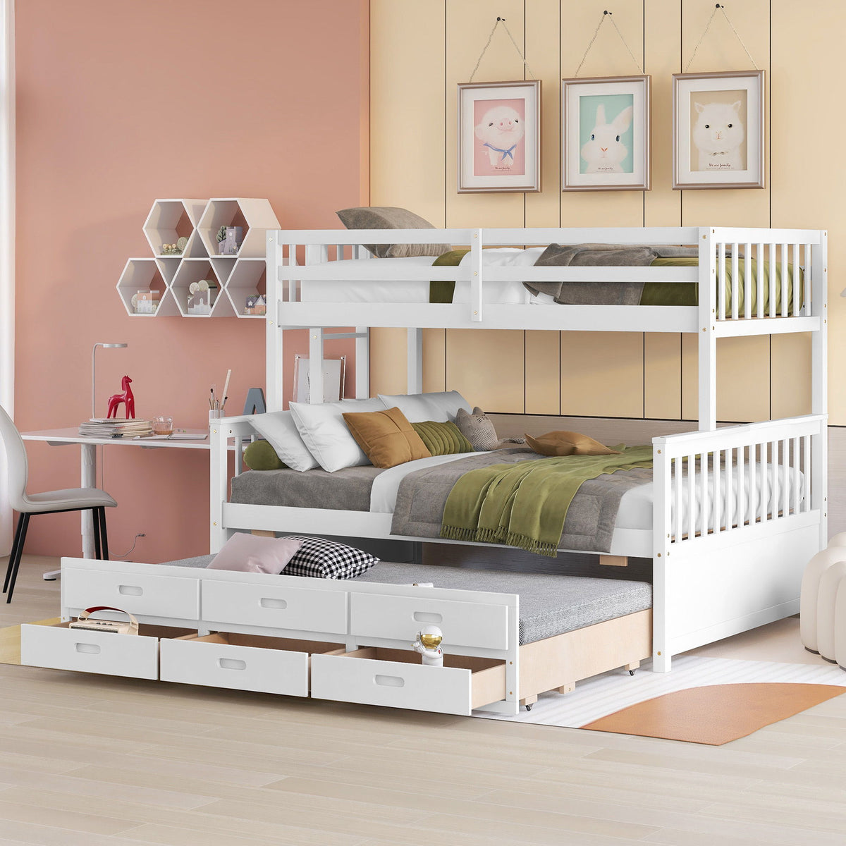 Bunk Bed With Twin Size Trundle And Drawers