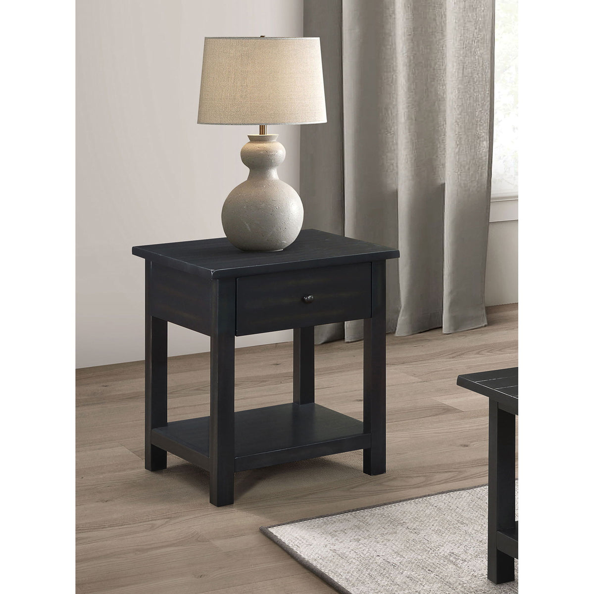 Castleton - Mesa Auxiliar de Madera con 1 Cajón y Estante