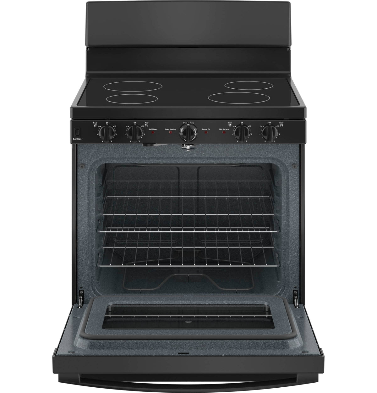 GE - 30 in. Wide 4 Elements 5.0 Cu. Ft. Freestanding Electric Range with Self-Cleaning and Dual-Element Bake - Black