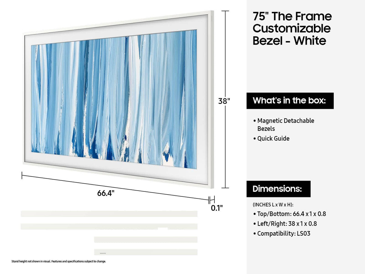 Samsung - 75" The Frame Customizable Bezel - Modern - White