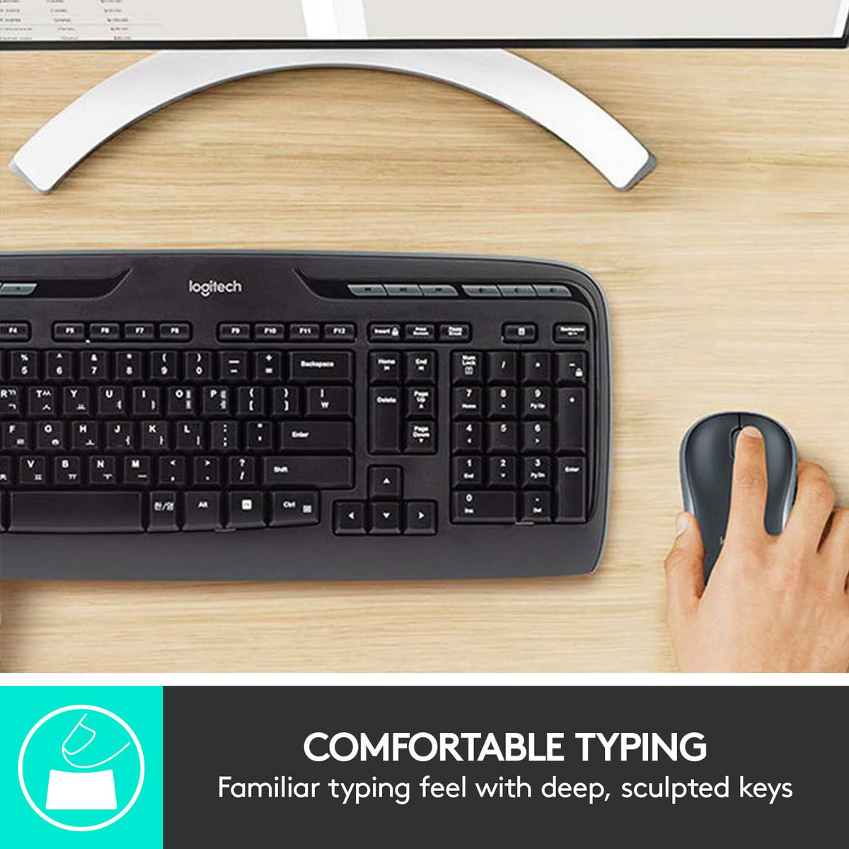 Logitech - MK320 Full-size Wireless Membrane Keyboard and Mouse Bundle for PC - Black