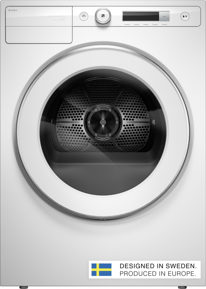 Asko - 4.2 cu. ft. Stackable Electric Vented Dryer - Butterfly Drying System, Soft Drum Technology, 12 Programs – - White