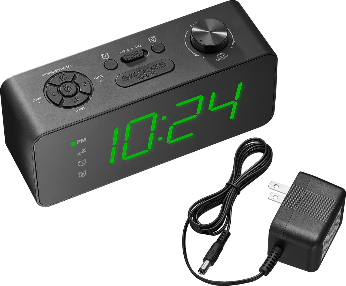 Insignia™ - Digital AM/FM Dual Alarm Clock with 4-Level Dimmer - Black