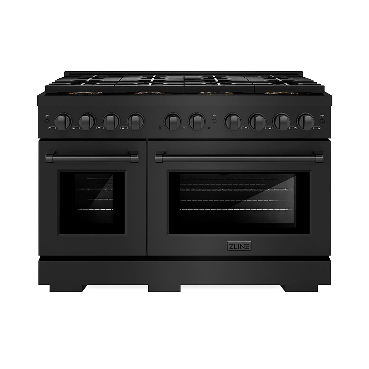 ZLINE - 48 in. Wide 8 Burner Paramount Dual Fuel Range with DuoPro & Dual Ovens (PSDRB-48) - Black Stainless Steel