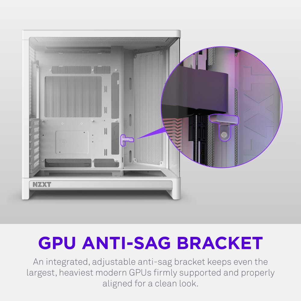 NZXT - H6 - ATX Dual-Chamber PC Case with Seamless Curved Tempered Glass - White