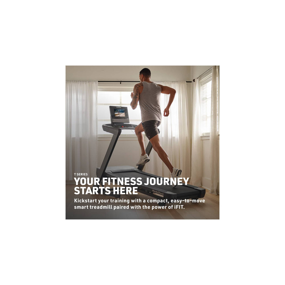 NordicTrack - T Series 10 Treadmill with 10" Tilting Touchscreen and Compact Design - Black