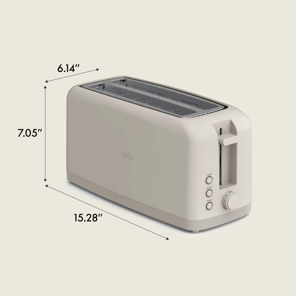 Bella - Fits-anywhere Kitchenware: 4-Slice Slim Toaster with Long Wide Slots - Oatmilk