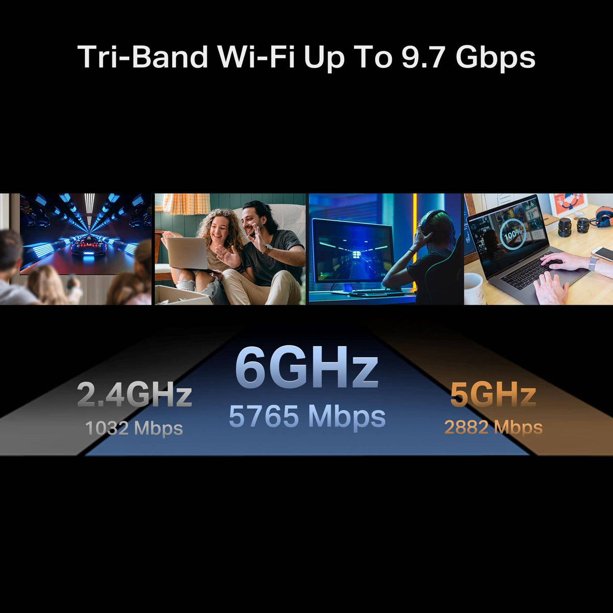 TP-Link - Archer BE9700 Tri-Band Wi-Fi 7 Router - Black