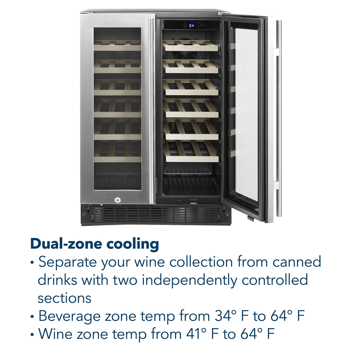 Insignia™ - Dual Zone Wine and Beverage Cooler with Glass Doors - Stainless Steel
