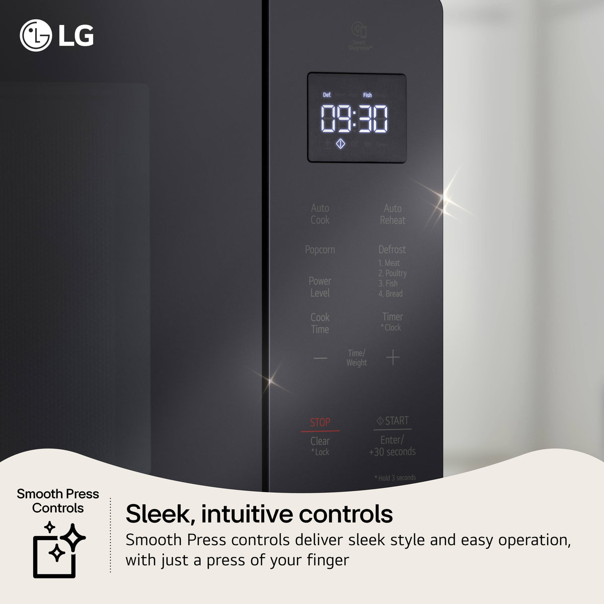LG - 1.1 Cu. Ft. Countertop Microwave with Easy Clean and Auto Cook - Black