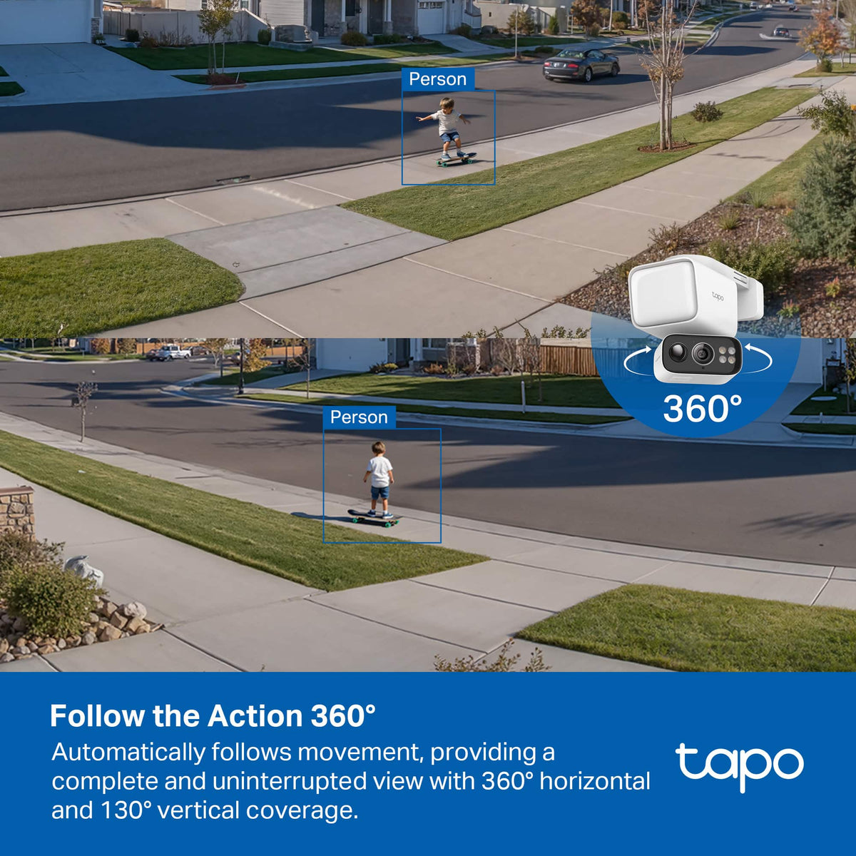 TP-Link - Tapo Wireless Floodlight Pan-Tilt Security Camera, 360° Viewing, 2K Crystal-Clear Video, Solar Charged - No Monthly Fees - White
