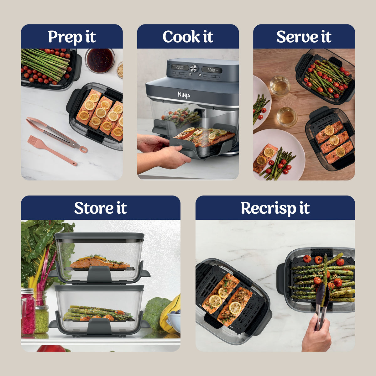 Ninja - CRISPi Pro 6-in-1 DualZone Glass Air Fryer, 8 quart, Dishwasher safe - Cyberspace
