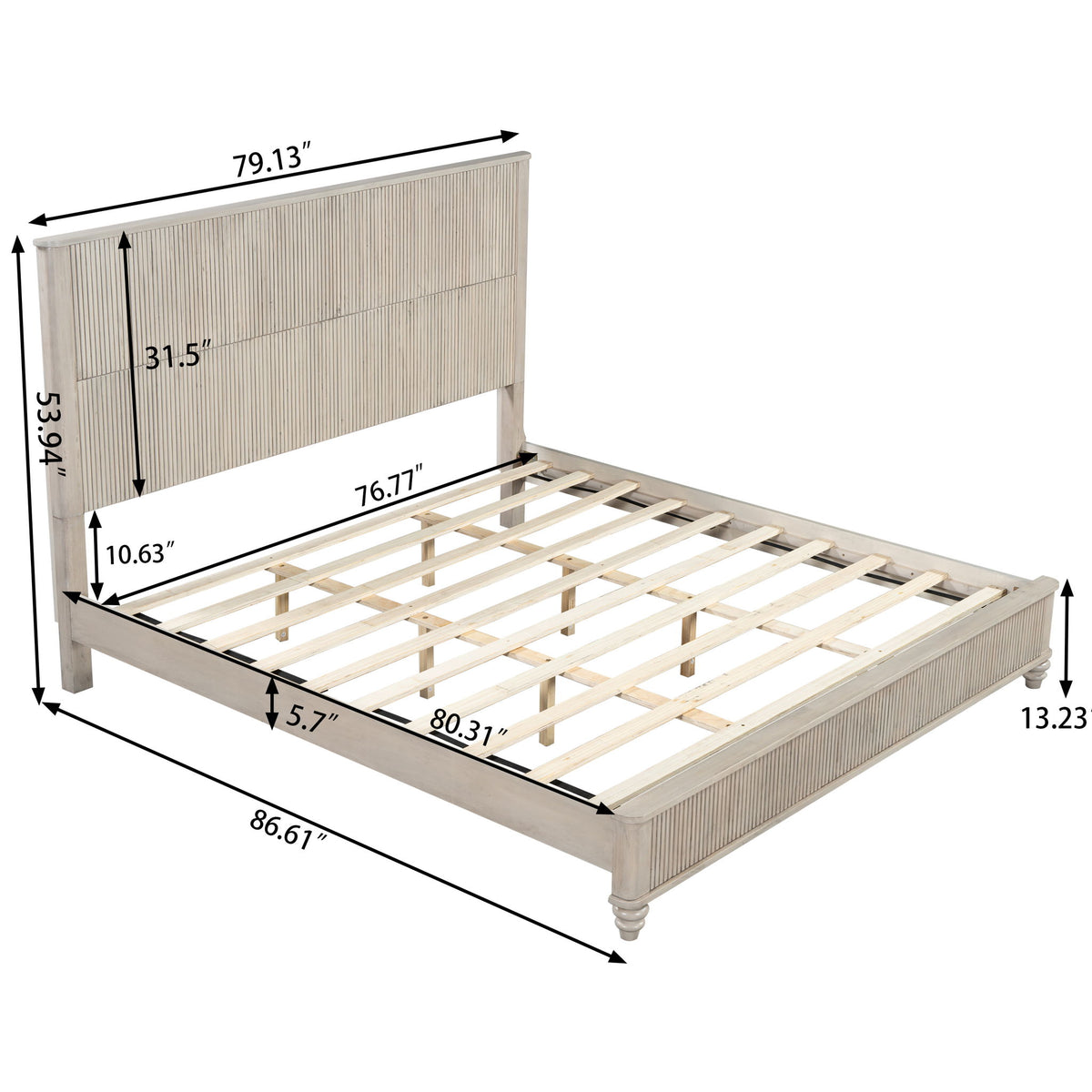 Estructura de cama de plataforma y cabecero alto