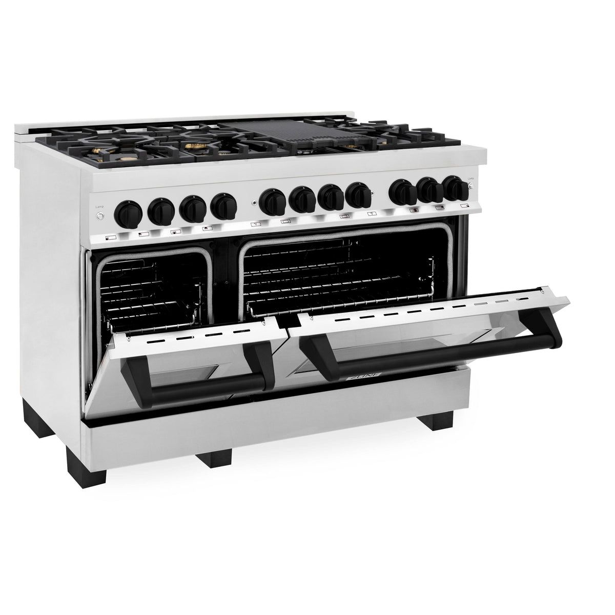ZLINE - 48 in. Wide 8 Burner Autograph Legacy Dual Fuel Range with (RAZ-48-MB) - Matte Black Accents