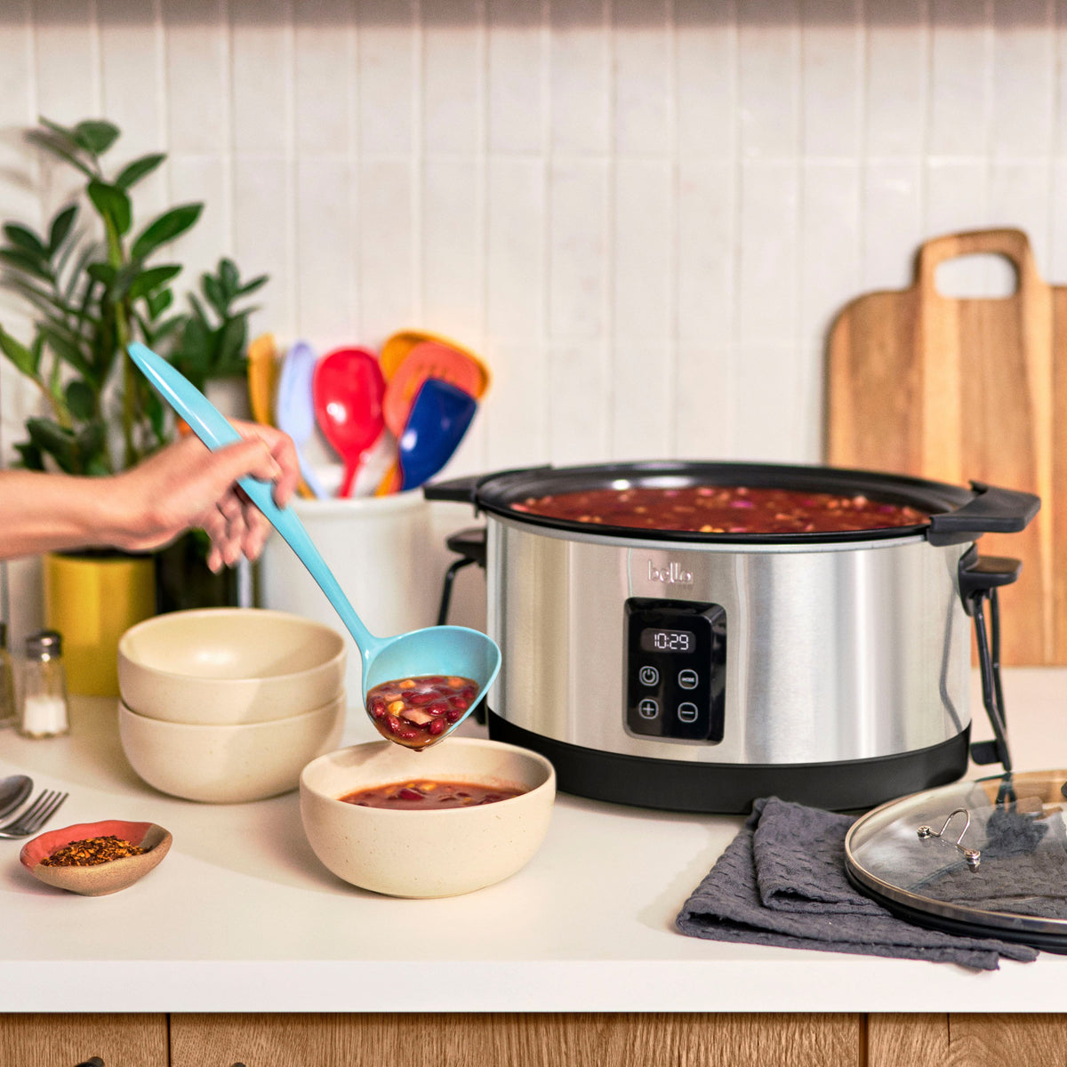 bella PRO - 7-qt. Programmable Slow Cooker with Searing Function - Stainless Steel