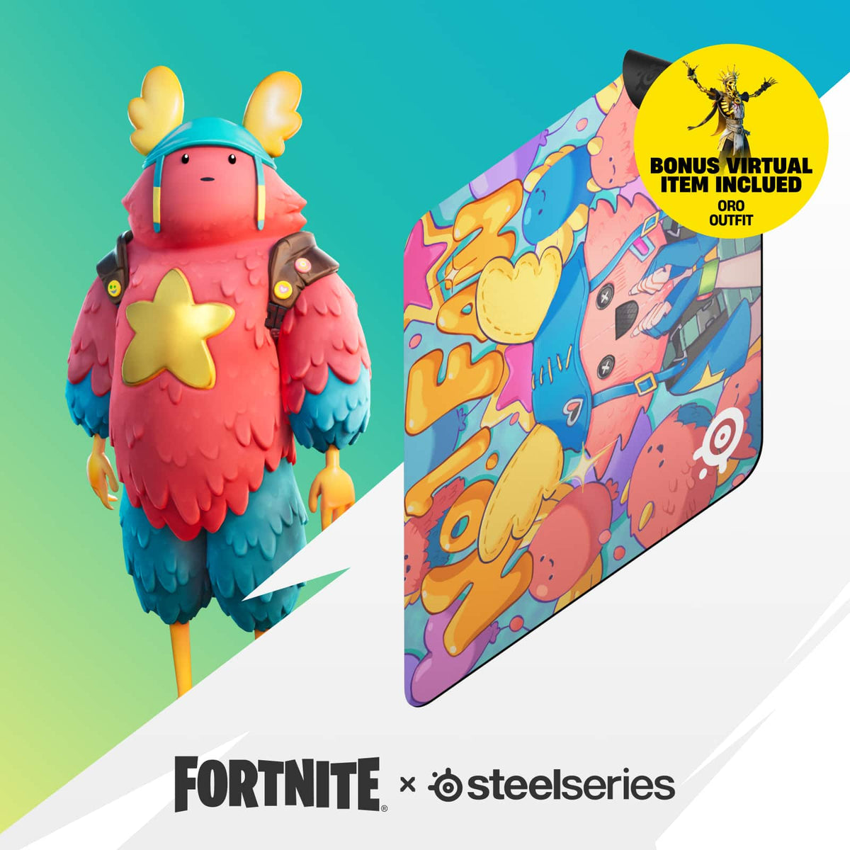 SteelSeries - QcK Cloth Gaming Mouse Pad (Large) - Fortnite Guff Edition - Multi