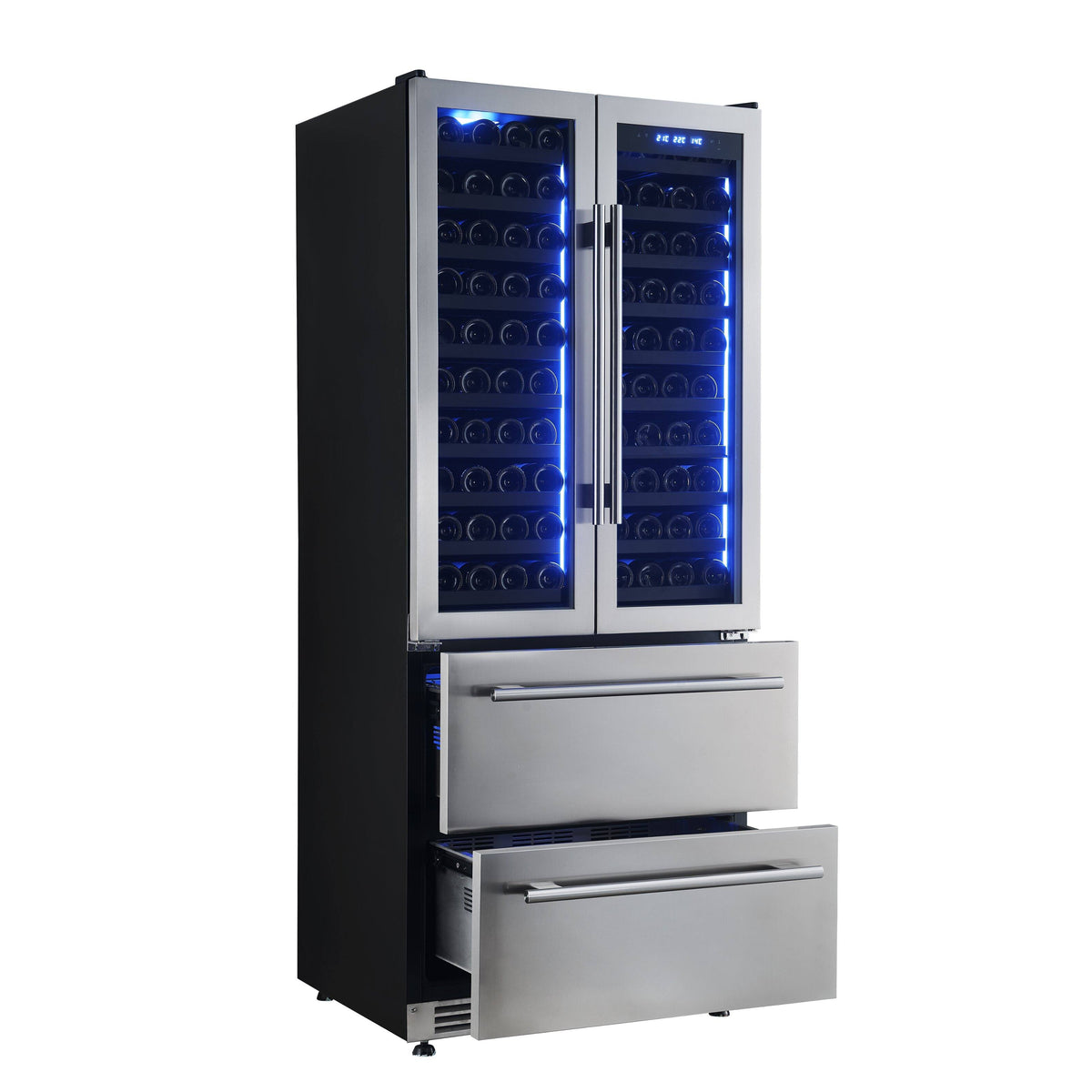 Forno Appliances - Campania 120-Bottle Built-In Dual Zone Wine Cellar & Beverage Cooler - Stainless Steel