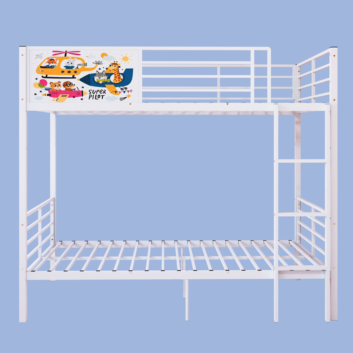 Litera, Convertible a 2 Camas Individuales Separadas con Barandilla de Seguridad de Longitud Completa y Escalera, No Necesita Somier - Blanco