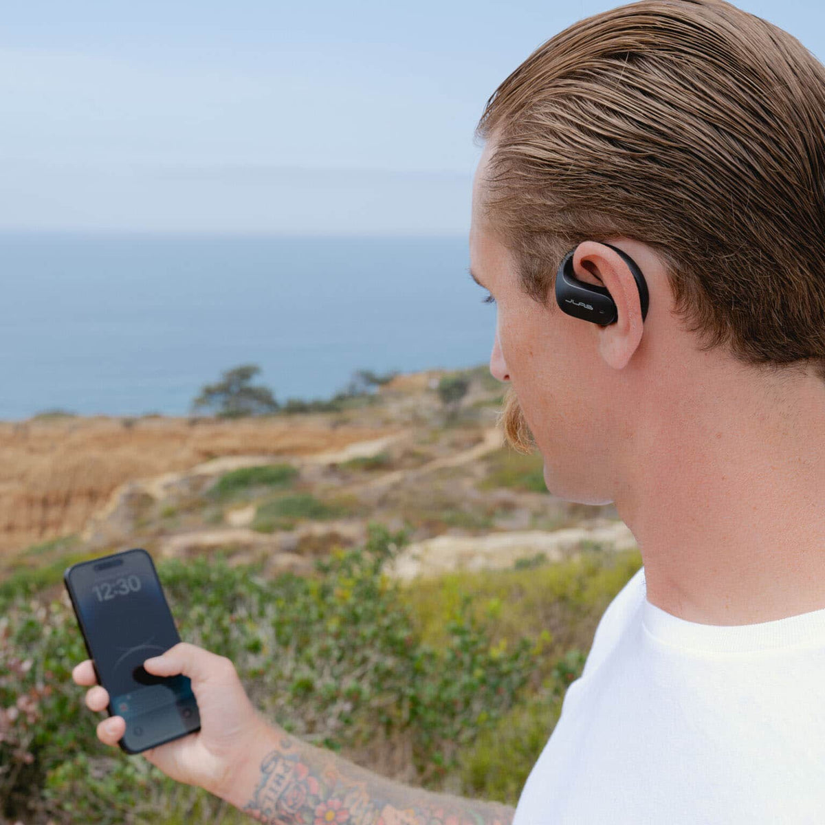 JLab - Jbuds Open Sport Air Conduction Bluetooth Wireless Earbuds - Black