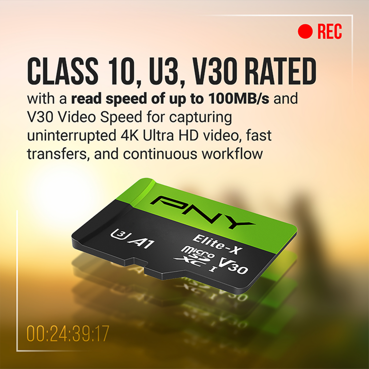 PNY - 64GB Elite-X Class 10 U3 V30 microSDXC Flash Memory Card​